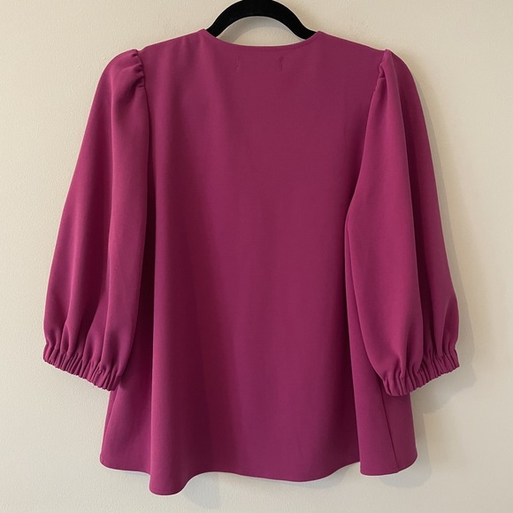 Tuckernuck Pomander Place Hollis Puff Sleeve V Neck Blouse Orchid Size S Career - Picture 2 of 11